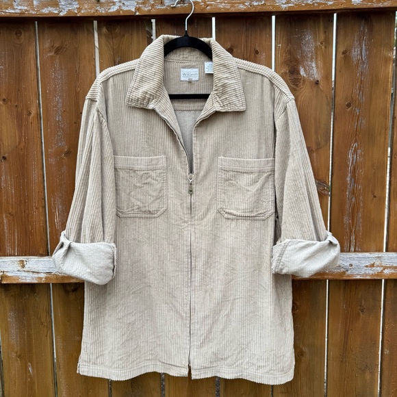 Willi Smith Beige Corduroy Utility Jacket - Picture 1 of 6